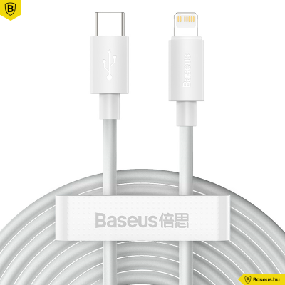 Baseus Simple Wisdom USB-C/Lightning adat/töltőkábel PD 20W 1,5m (2db) - Fehér Baseus Simple Wisdom USB-C/Lightning adat/töltőkábel PD 20W 1,5m (2db) - Fehér