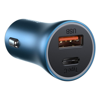 Baseus Golden Contactor Pro autós töltő, USB + USB-C, QC4.0 +, PD, SCP, 40 W, kék + USB-C - Lightning kábel 1 m, kék Baseus Golden Contactor Pro autós töltő, USB + USB-C, QC4.0 +, PD, SCP, 40 W, kék + USB-C - Lightning kábel 1 m, kék