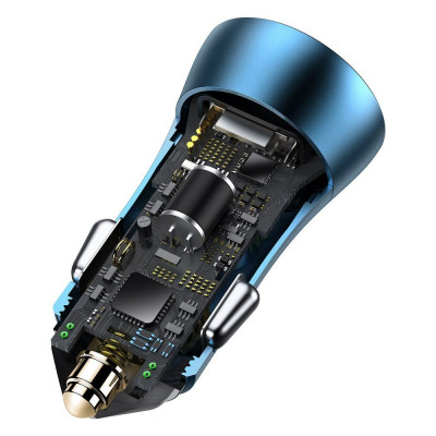 Baseus Golden Contactor Pro autós töltő, USB + USB-C, QC4.0 +, PD, SCP, 40 W, kék + USB-C - Lightning kábel 1 m, kék Baseus Golden Contactor Pro autós töltő, USB + USB-C, QC4.0 +, PD, SCP, 40 W, kék + USB-C - Lightning kábel 1 m, kék