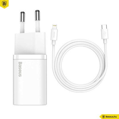 Baseus Super Si hálózati USB-C gyorstöltő 20W USB-C/Lightning kábellel - Fehér Baseus Super Si hálózati USB-C gyorstöltő 20W USB-C/Lightning kábellel - Fehér