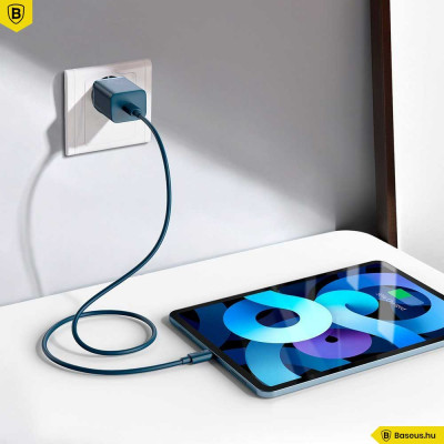 Baseus Super Si hálózati USB-C gyorstöltő 20W USB-C/Lightning kábellel - Kék Baseus Super Si hálózati USB-C gyorstöltő 20W USB-C/Lightning kábellel - Kék