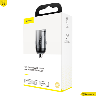 Baseus Tiny Star mini autós töltő, USB, QC 3.0, 30 W, szürke Baseus Tiny Star mini autós töltő, USB, QC 3.0, 30 W, szürke