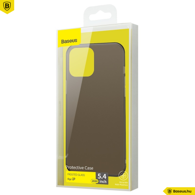 Baseus iPhone 12 Mini matt üveg tok - Fekete Baseus iPhone 12 Mini matt üveg tok - Fekete