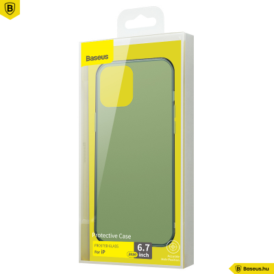 Baseus iPhone 12 Pro Max matt üveg tok - Zöld Baseus iPhone 12 Pro Max matt üveg tok - Zöld