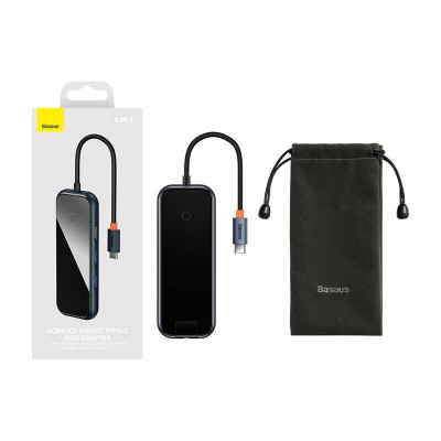 Baseus AcmeJoy 8 az 1-ben Hub USB-C - HDMI + 2xUSB + PD + SD/TF + RJ45 (sötétszürke) Baseus AcmeJoy 8 az 1-ben Hub USB-C - HDMI + 2xUSB + PD + SD/TF + RJ45 (sötétszürke)