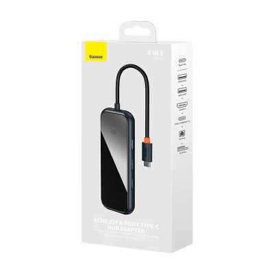 Baseus AcmeJoy 8 az 1-ben Hub USB-C - HDMI + 2xUSB + PD + SD/TF + RJ45 (sötétszürke) Baseus AcmeJoy 8 az 1-ben Hub USB-C - HDMI + 2xUSB + PD + SD/TF + RJ45 (sötétszürke)