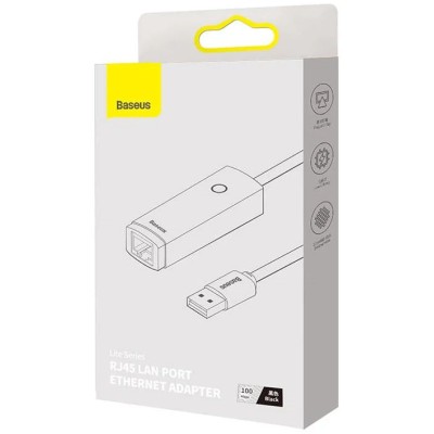 Baseus Lite Series USB – RJ45 hálózati adapter, 100Mbps (fekete) Baseus Lite Series USB – RJ45 hálózati adapter, 100Mbps (fekete)