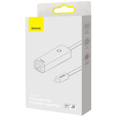 Baseus Lite Series USB-C – RJ45 hálózati adapter, 100Mbps (fehér) Baseus Lite Series USB-C – RJ45 hálózati adapter, 100Mbps (fehér)