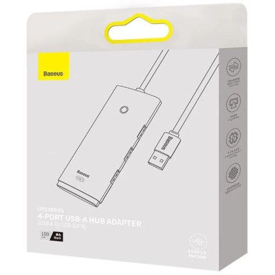 Baseus Lite Sorozat Hub 4 az 1-ben USB - 4x USB 3.0, 1m (fekete) Baseus Lite Sorozat Hub 4 az 1-ben USB - 4x USB 3.0, 1m (fekete)