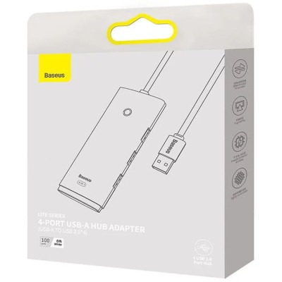 Baseus Lite Sorozat Hub 4 az 1-ben USB - 4x USB 3.0, 1m (fehér) Baseus Lite Sorozat Hub 4 az 1-ben USB - 4x USB 3.0, 1m (fehér)