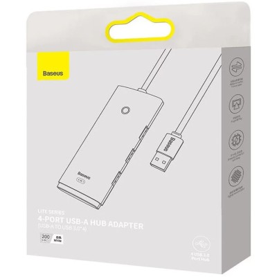 Baseus Lite Sorozat Hub 4 az 1-ben USB - 4x USB 3.0, 2m (fehér) Baseus Lite Sorozat Hub 4 az 1-ben USB - 4x USB 3.0, 2m (fehér)