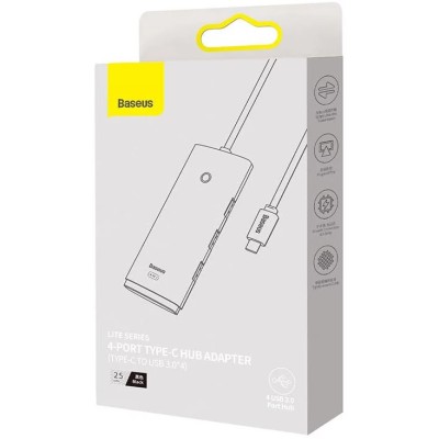 Baseus Lite Sorozat Hub 4 az 1-ben USB-C - 4x USB 3.0 + USB-C, 25cm (fekete)