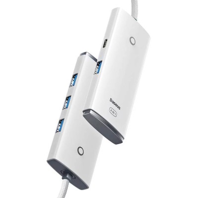 Baseus Lite Sorozat Hub 4 az 1-ben USB-C - 4x USB 3.0 + USB-C, 25cm (fehér) Baseus Lite Sorozat Hub 4 az 1-ben USB-C - 4x USB 3.0 + USB-C, 25cm (fehér)