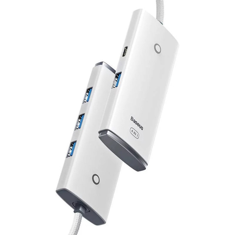 Baseus Lite Sorozat Hub 4 az 1-ben USB-C - 4x USB 3.0 + USB-C, 25cm (fehér) Baseus Lite Sorozat Hub 4 az 1-ben USB-C - 4x USB 3.0 + USB-C, 25cm (fehér)
