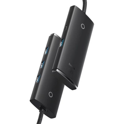 Baseus Lite Sorozat Hub 4 az 1-ben USB-C - 4x USB 3.0 + USB-C, 2m (fekete) Baseus Lite Sorozat Hub 4 az 1-ben USB-C - 4x USB 3.0 + USB-C, 2m (fekete)