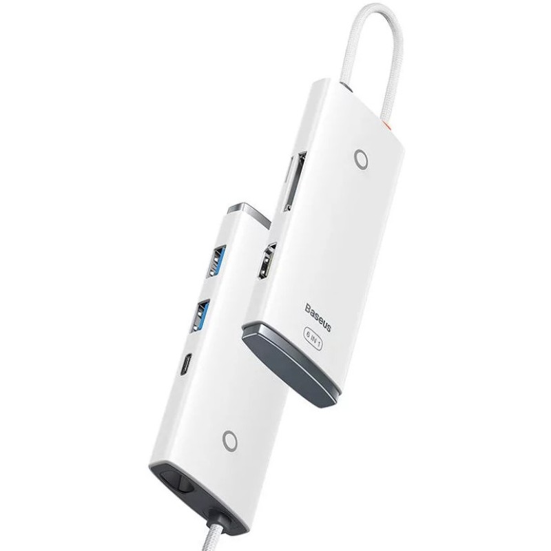 Baseus Lite Sorozat Hub 6 az 1-ben USB-C - 2x USB 3.0 + USB-C PD + HDMI + SD/TF (fehér) Baseus Lite Sorozat Hub 6 az 1-ben USB-C - 2x USB 3.0 + USB-C PD + HDMI + SD/TF (fehér)