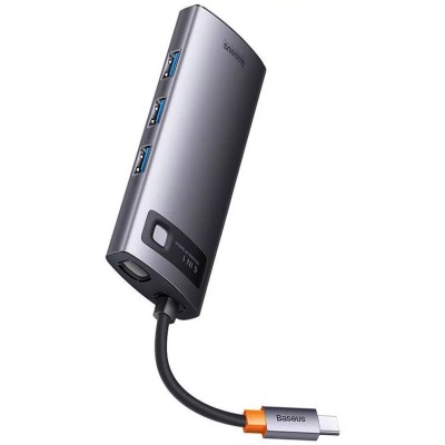 Baseus Metal Gleam Series 6 az 1-ben hub, USB-C - 3x USB 3.0 + USB-C PD + microSD/SD Baseus Metal Gleam Series 6 az 1-ben hub, USB-C - 3x USB 3.0 + USB-C PD + microSD/SD