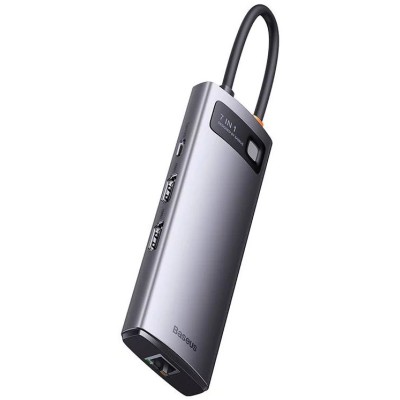 Baseus Metal Gleam Series 7 az 1-ben hub, USB-C - 3x USB 3.0 + 2x HDMI + USB-C PD + Ethernet RJ45 Baseus Metal Gleam Series 7 az 1-ben hub, USB-C - 3x USB 3.0 + 2x HDMI + USB-C PD + Ethernet RJ45