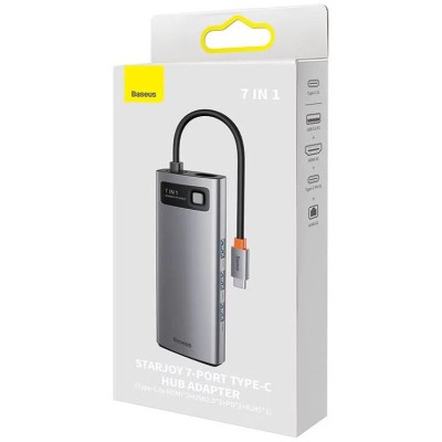 Baseus Metal Gleam Series 7 az 1-ben hub, USB-C - 3x USB 3.0 + 2x HDMI + USB-C PD + Ethernet RJ45 Baseus Metal Gleam Series 7 az 1-ben hub, USB-C - 3x USB 3.0 + 2x HDMI + USB-C PD + Ethernet RJ45