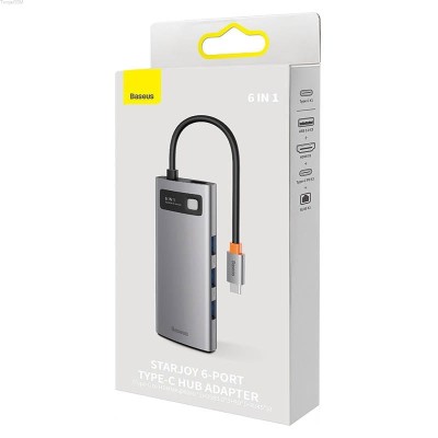 Baseus StarJoy Series Hub 6 az 1-ben USB-C to 3x USB 3.0 + HDMI + USB-C PD + RJ45 Baseus StarJoy Series Hub 6 az 1-ben USB-C to 3x USB 3.0 + HDMI + USB-C PD + RJ45