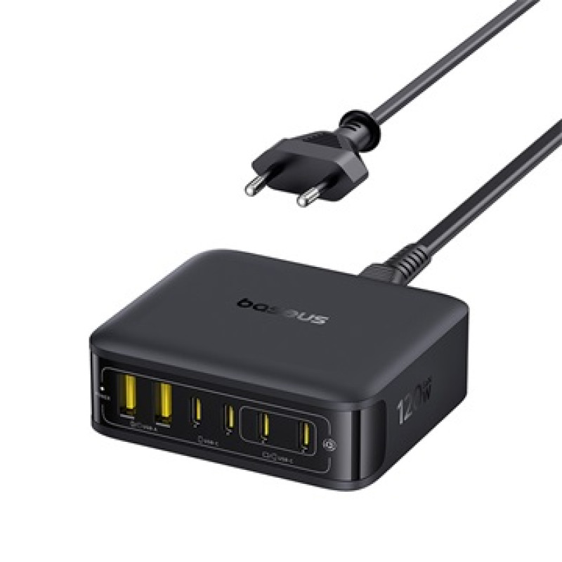 Baseus EnerFill FH21 asztali töltőállomás 120W, 4×USB-C + 2×USB-A – fekete Baseus EnerFill FH21 asztali töltőállomás 120W, 4×USB-C + 2×USB-A – fekete