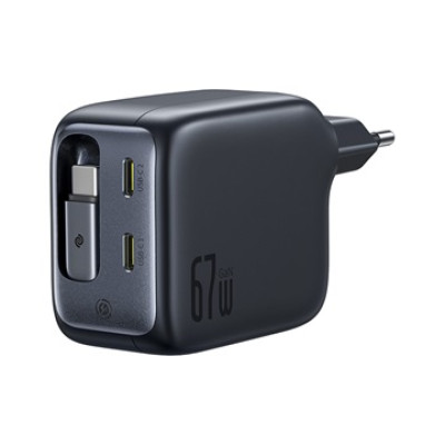 Baseus EnerCore CJ11 hálózati töltő 67W, behúzható USB-C kábellel – fekete