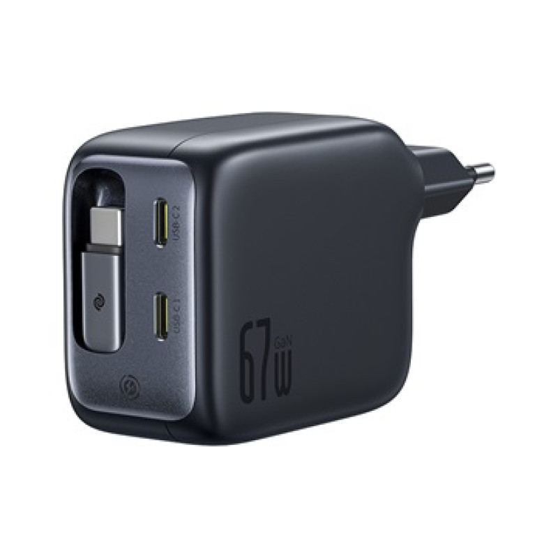 Baseus EnerCore CJ11 hálózati töltő 67W, behúzható USB-C kábellel – fekete Baseus EnerCore CJ11 hálózati töltő 67W, behúzható USB-C kábellel – fekete