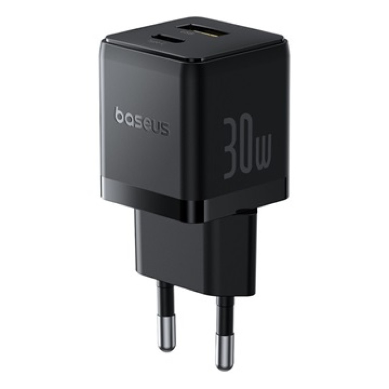 Baseus Palm hálózati töltő, 30W, USB-C + USB-A – fekete Baseus Palm hálózati töltő, 30W, USB-C + USB-A – fekete