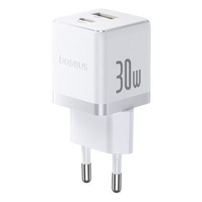 Baseus Palm hálózati töltő, 30W, USB-C + USB-A – fehér